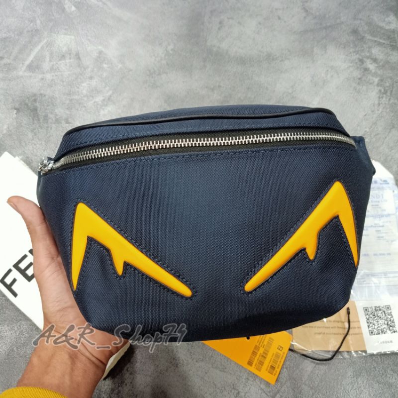 Waistbag Fendi Eyes Diabolic Navy Belt Bag Tas Pinggang Nylon Import