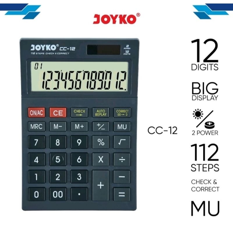

Kalkulator 12 Digit Joyko CC-12 Electronic Calculator