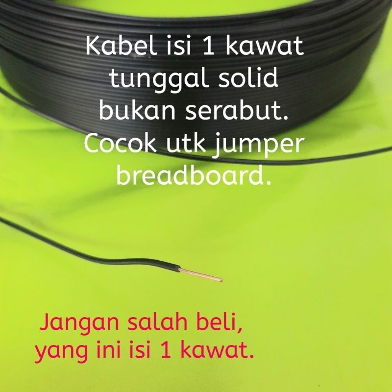 Kabel kecil tunggal isi solid kawat tembaga jumper wire PCB breadboard lampu per meter