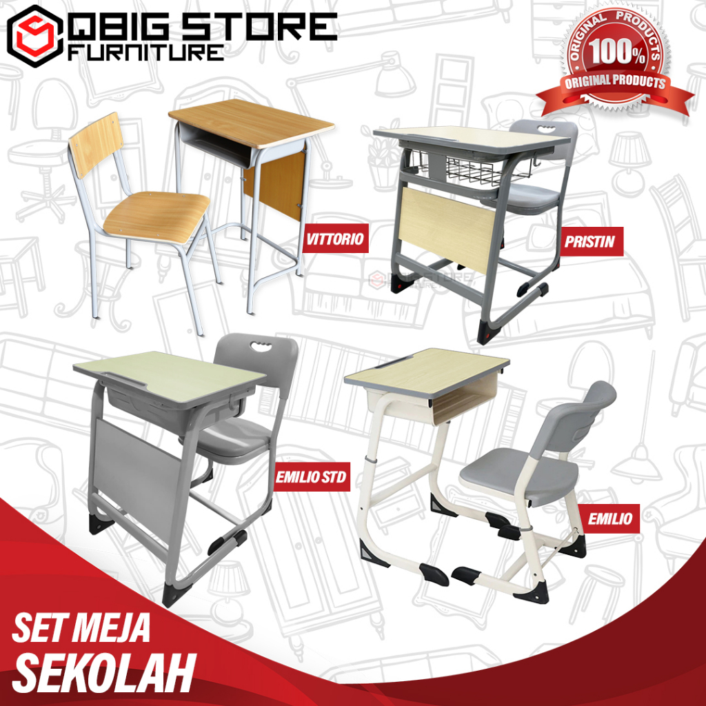 Meja Kursi Belajar Sekolah Kayu Minimalis