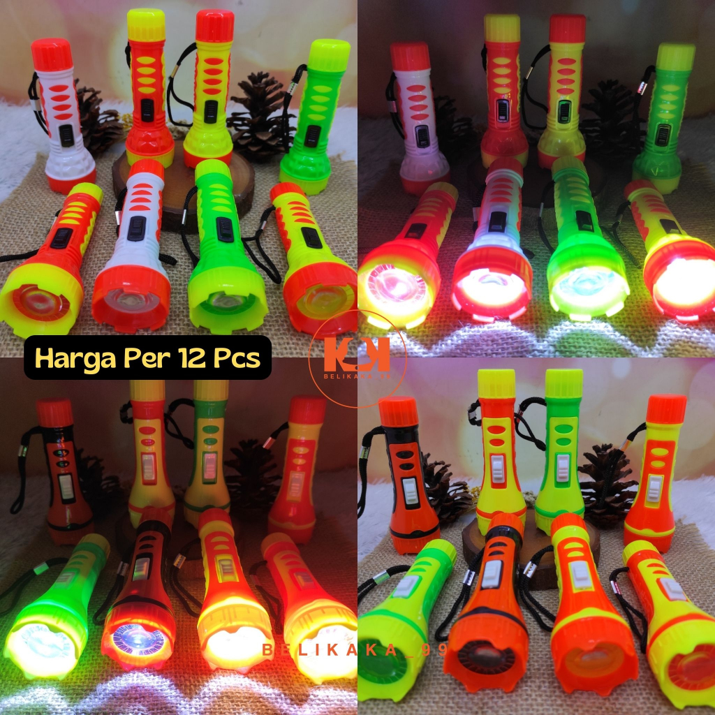 (12 PCS) GANTUNGAN KUNCI SENTER BESAR WARNA WARNI / GANTUNGAN KUNCI SENTER LED BESAR WARNA WARNI / G