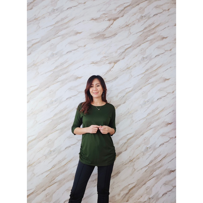 Kaos Atasan Spandek 1786 Lengan 3/4 Wanita Polos | Baju Wanita Allsize