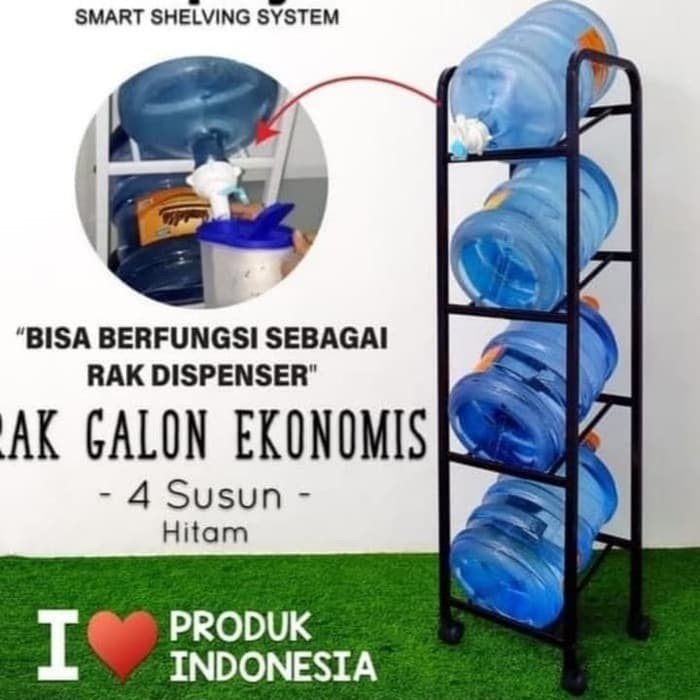 Rak Galon 4 Susun Air Aqua Roda Dorong Dispenser Beroda Perlengkapan Dapur Rak Galon 4 Susun