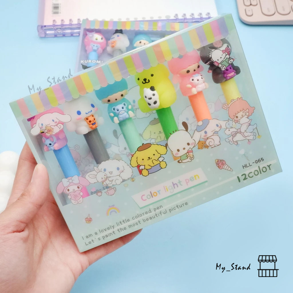 

Highlighter 3D Sanrio HLL-065 12 Warna Spidol Pastel Marker Textlighter Textliner Makaron Pastel hello kitty kuromi little twin star cinnamoroll pompurin