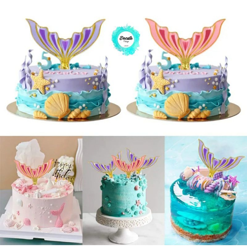 Topper Ekor Mermaid / Topper cake Ekor Duyung/ Hiasan Kue Mermaid