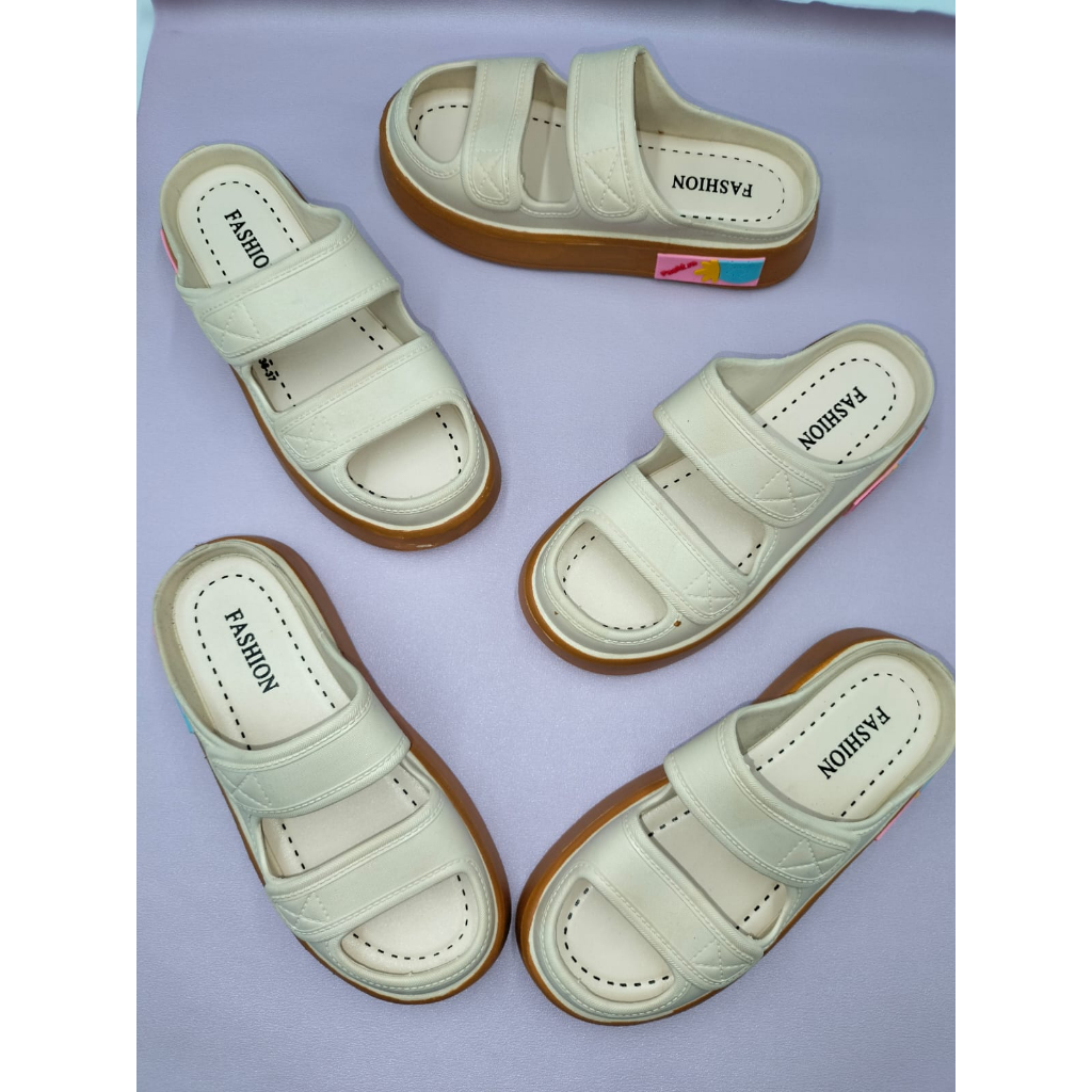 Sandal Wanita Wedges Selop Karet Jelly Korean Import Sandal Fashion Wanita Terbaru 36-41 1223-B