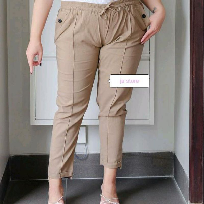 BAGGY PANTS JUMBO KATUN TWILL VARIASI SAKU KANCING