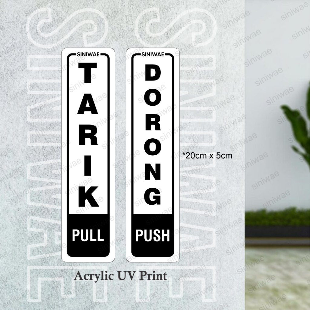 Label Pintu Akrilik Tarik Dorong / Push Pull Sign Acrylic (satu set) Print UV