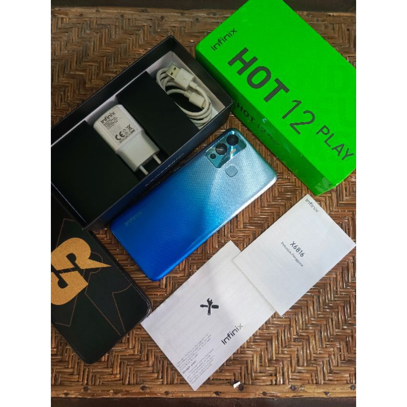 READY SECOND MULUS 99%INFINIX HOT 12 PLAY RAM 4+3/128 GB FULLSET ORIGINAL GARANSI RESMI INFINIX INDO