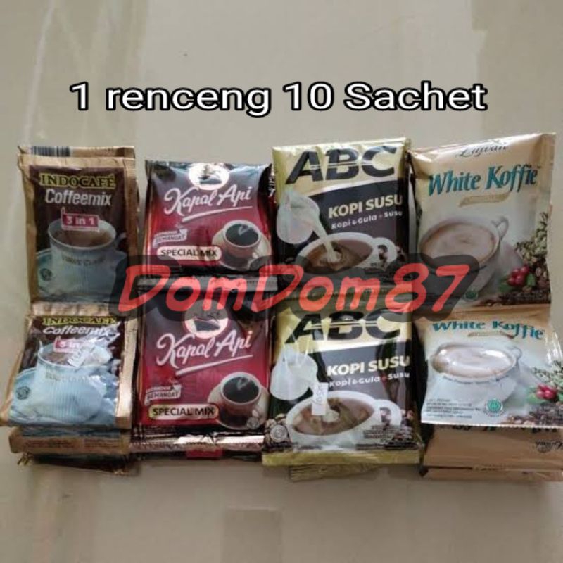 

Kopi Indocafe Coffemix Luwak White Coffe ABC Susu Kapal Api Mix 1 Renceng 10 sachet