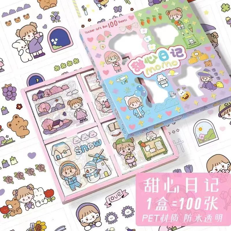 

100 Lembar Stiker Motif Kartun Korea Lucu Anti Air Dekorasi Handbook Scrapbook DIY SR