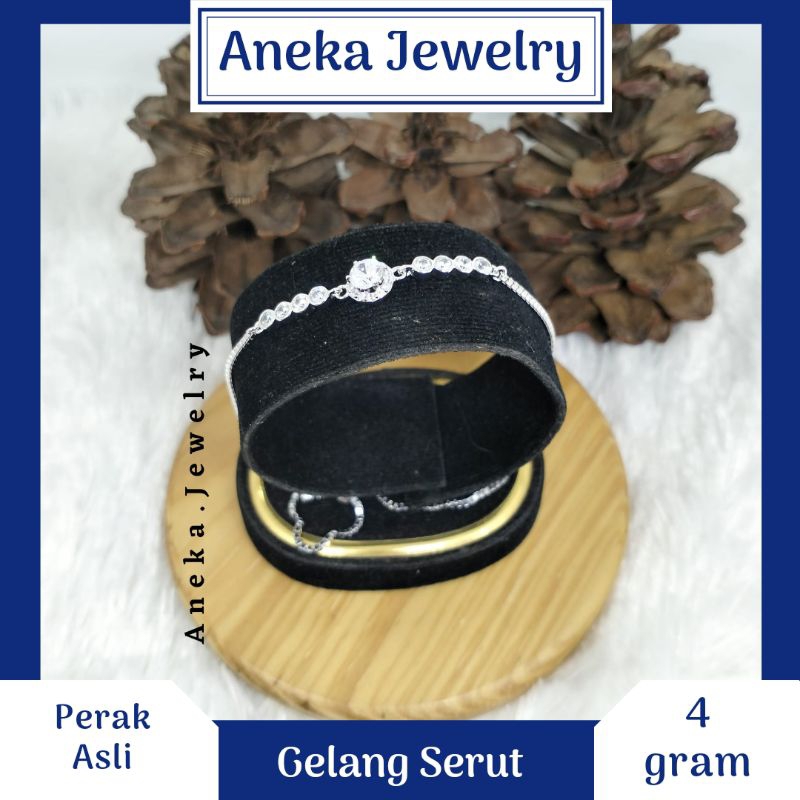 Gelang Serut Variasi Mata - Mata, Perak 925