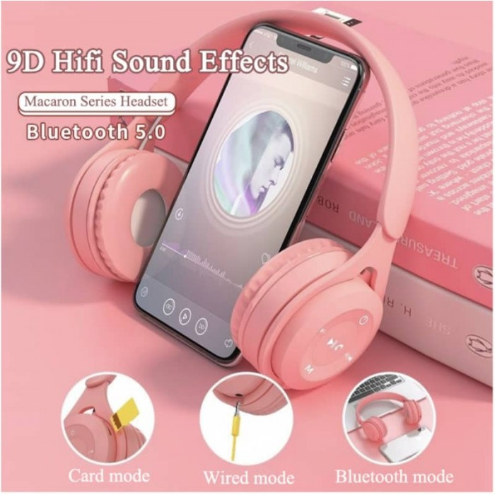 Headset Candy Macaron Wireless Bluetooth Y08 Bando Stereo Xtra Bass Headphone Earphone Gaming Extra Bass