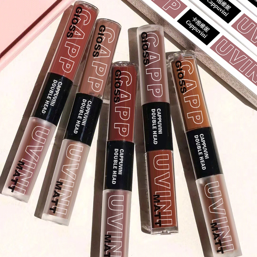 Cappuvini Double Head Lip cream/Lip gloss Matte Velvet Liquid Lip Gloss