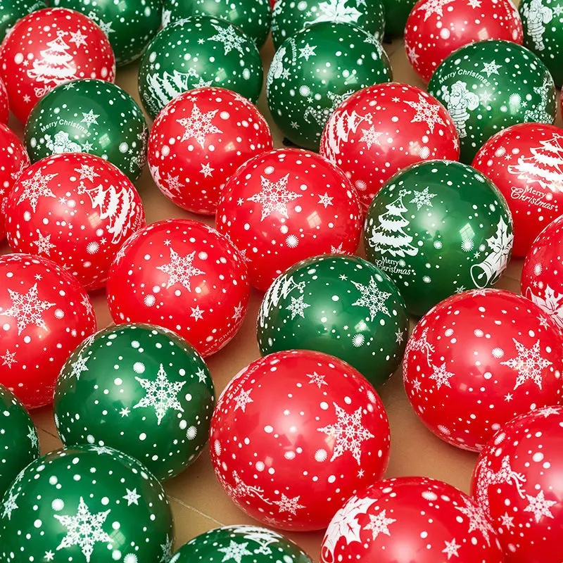 Balon Latex Natal Ukuran 12 Inch Balon Merry Christmas Dekorasi Natal Isi 100pcs