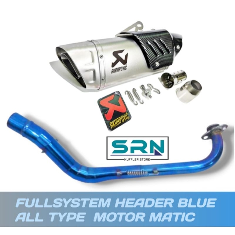 KNALPOT AKRAPOVIC EVOLUTION LINE IMPORT HEADER BLUE NMAX AEROX ADV PCX XMAX VARIO
