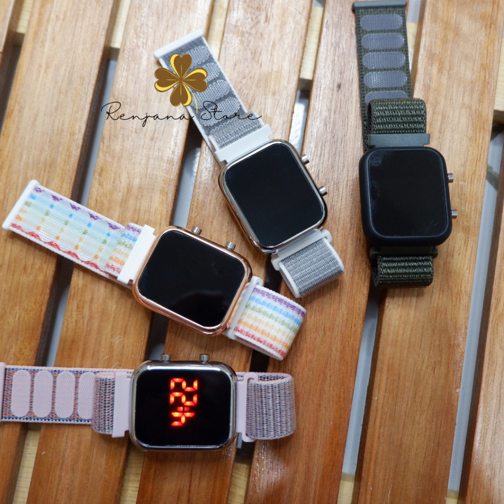 Jam tangan LED Digital wanita strap kanvas nylon / Jam tangan wanita LED Digital / jam tangan LED wa