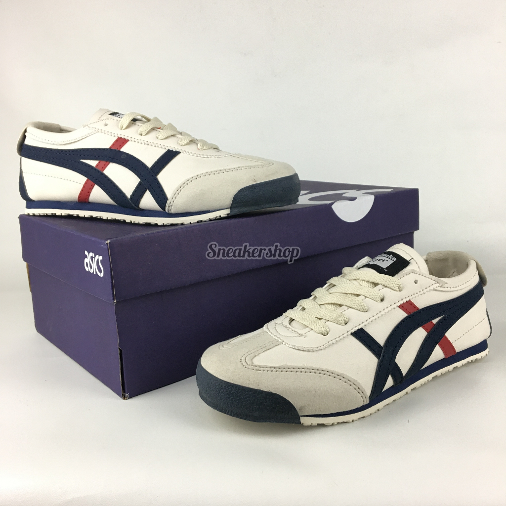 Sepatu Onisuka Tiger Mexico 66 Cream Navy Merah Sintetis - Spatu Sneakers Pria Wanita Flat Premium