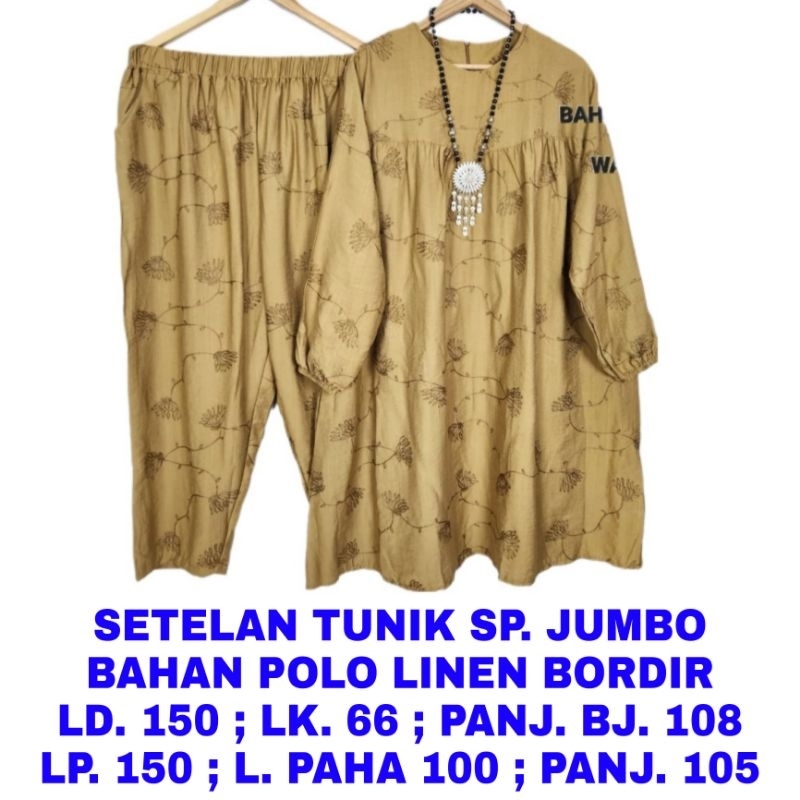 WK SETELAN TUNIK CELANA PANJANG SUPER JUMBO LD. 150 BORDIR  BAJU MUSLIM ONE SET MODEL TERBARU