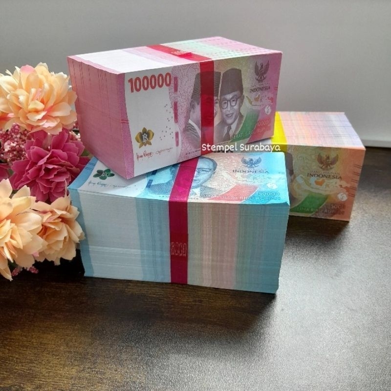 1IKAT (1000lembar) UANG MAINAN BAHAN HIASAN MAHAR BAHAN BUKET MIRIP ASLI