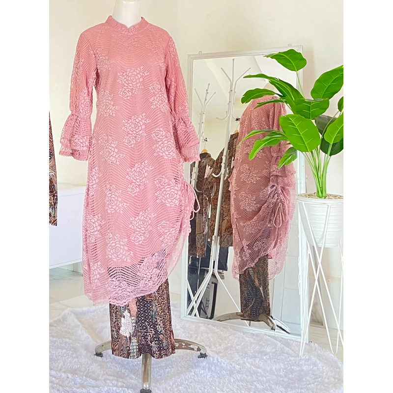 Tunik Brukat Premium Serut  Set Rok Plisket INAYAHcollection - Setelan Wanita