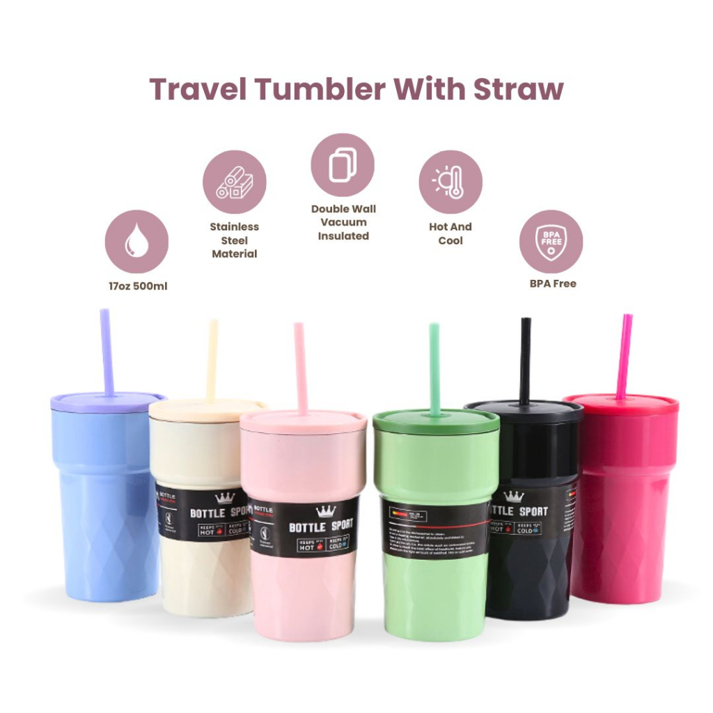 Travel Tumbler Vacuum Cup Gelas Mobil Stainless Tahan Panas dan Dingin Termos Mobil