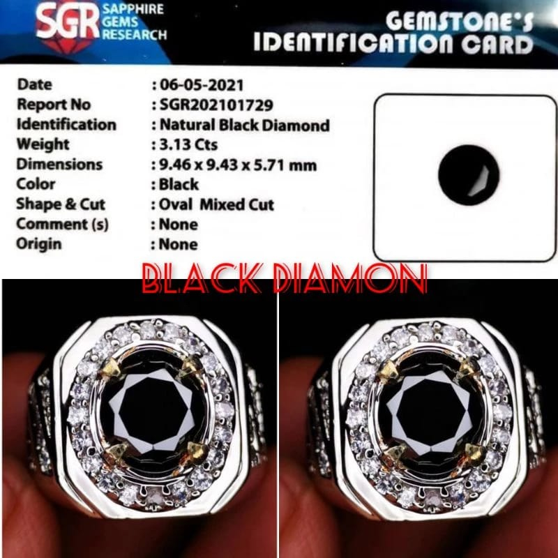 Batu Permata Black Diamond/moisonite Super Mewah HQ Memo SGR