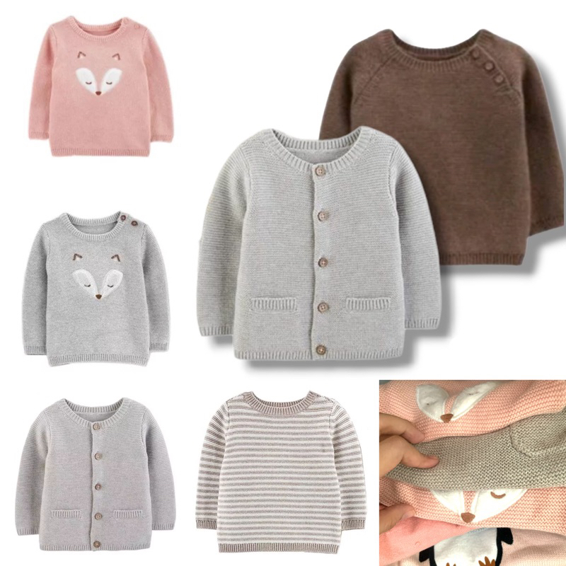 Carters knit hoodie cardigan carter jaket rajut anak bayi perempuan laki laki original branded 3m 6m