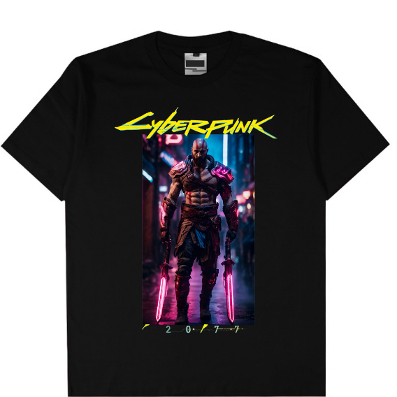 GOW X CYBERPUNK Kratos - Reguler & Oversized T-Shirt