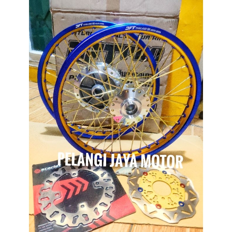 Velg DFT Thailand Motor Ninja R / Ninja RR / Tromol Set Jari Cakram Plus Breket depan/ tromol jari c