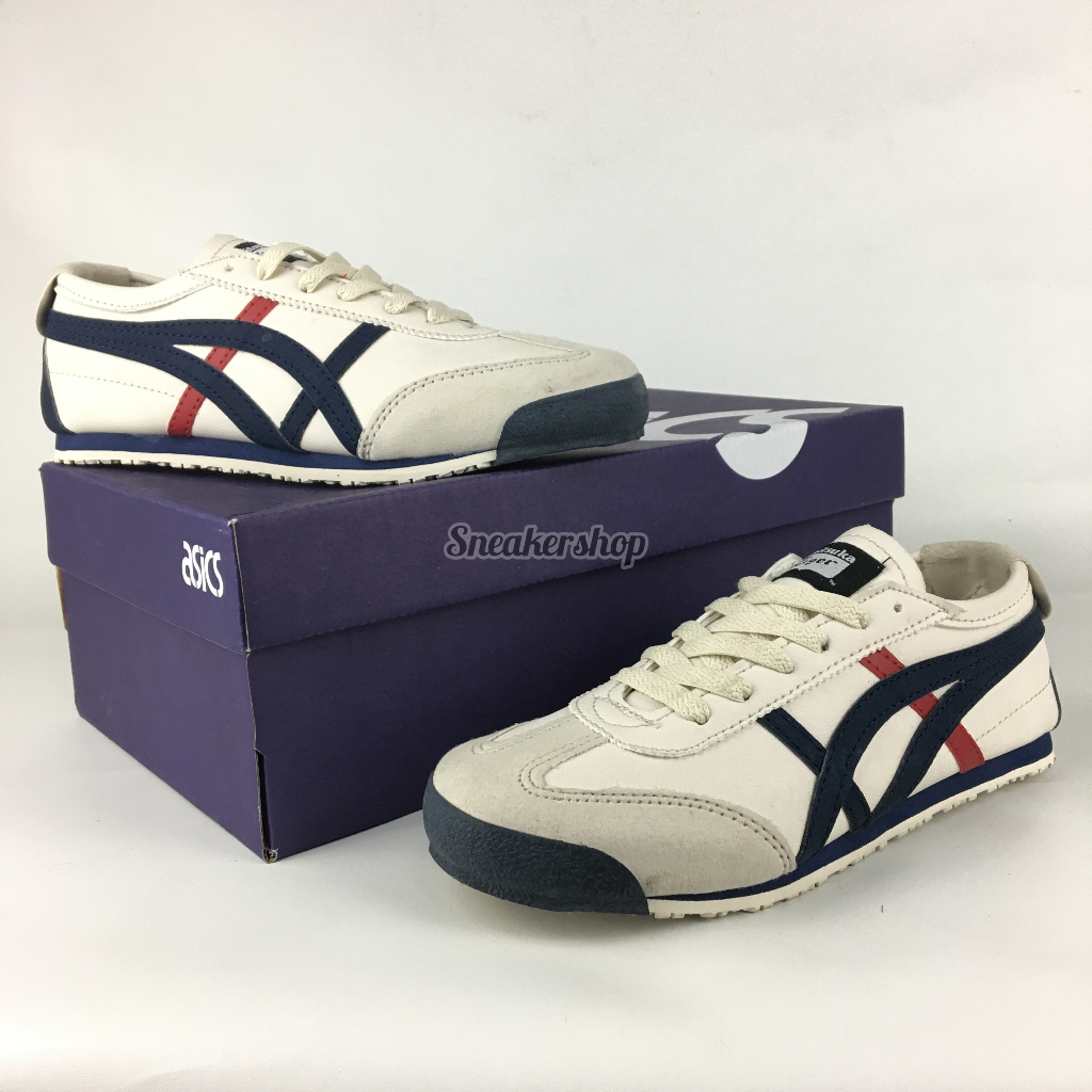 Sepatu Sneakers Onitsuka Tiger Mexico 66 Spatu Flat Snikers Wanita Pria Hitam Putih Cream Navy Tali