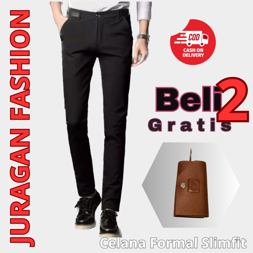 JURAGAN - CELANA KANTOR FORMAL PRIA SLIMFIT BAHAN DASAR KAIN TWIST 28-38