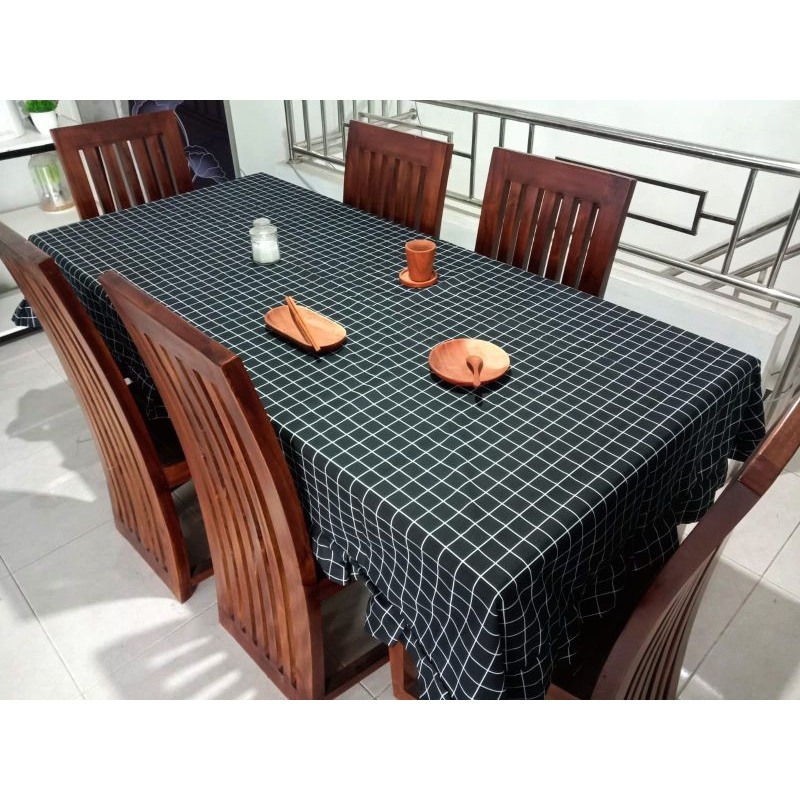 ✅✅ TAPLAK MEJA MAKAN KAIN AESTHETIC 4 dan 6 KURSI MURAH 120x200 COD TERLARIS