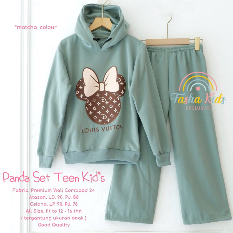 PANDA SET TEEN KIDS SETELAN BAJU ANAK PEREMPUAN USIA 12-17 TAHUN ONESET ANAK PEREMPUAN JACKET HOODIE