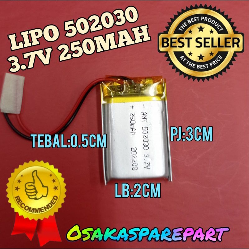 Baterai Lithium-ion Polymer LiPo 502030 3,7V 250mAh