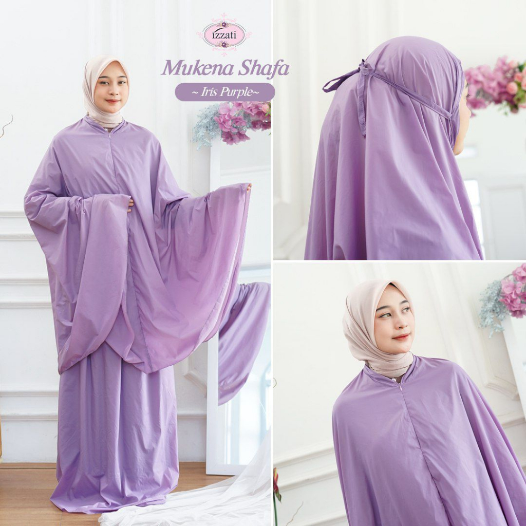 Mukena Dewasa Travel Mini Pouch Shafa Parasut Premium Korea 2 in 1 By Izzati Muslimah