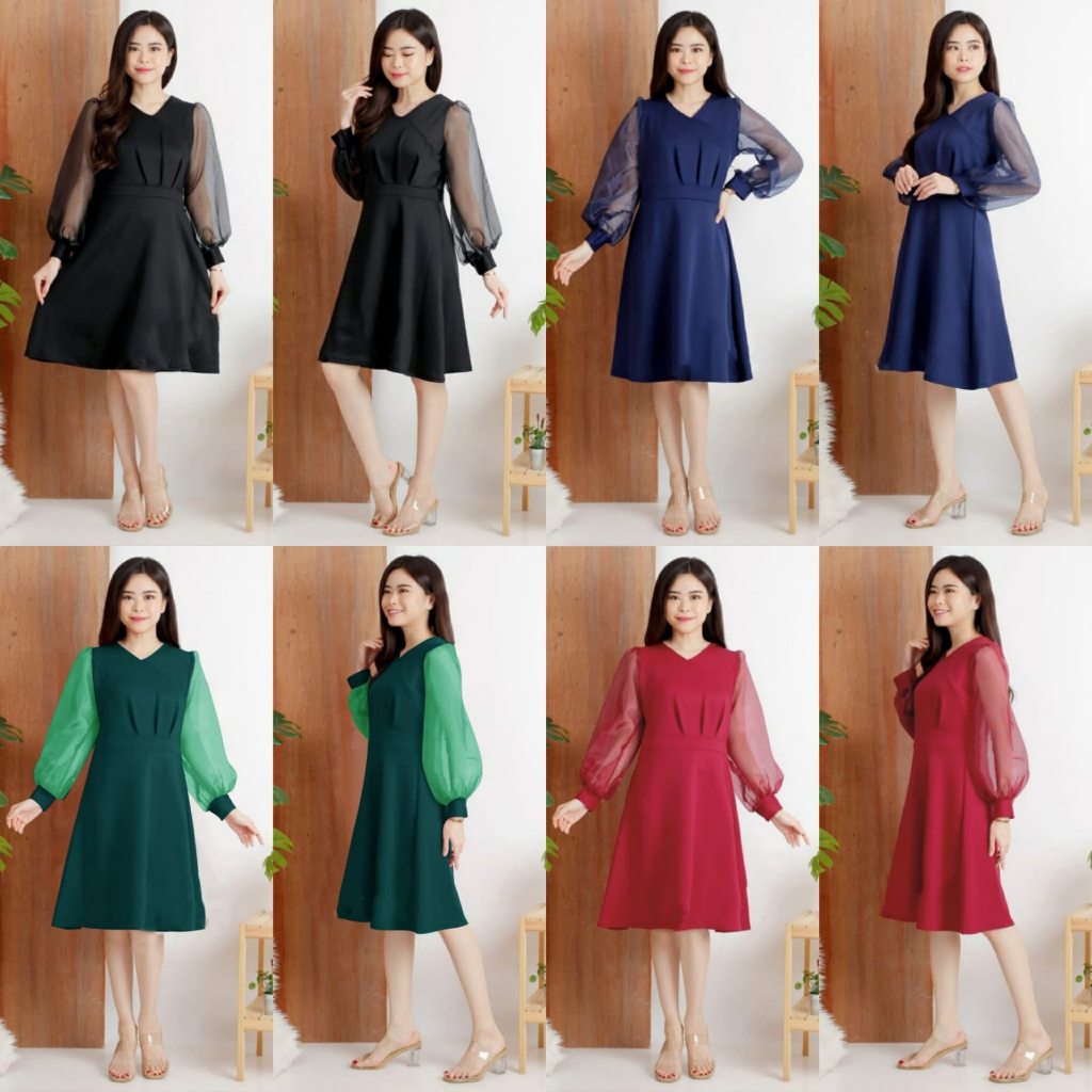 Dress Laura Scuba / Dress Scuba Wanita / Dress Scuba / Bisa COD