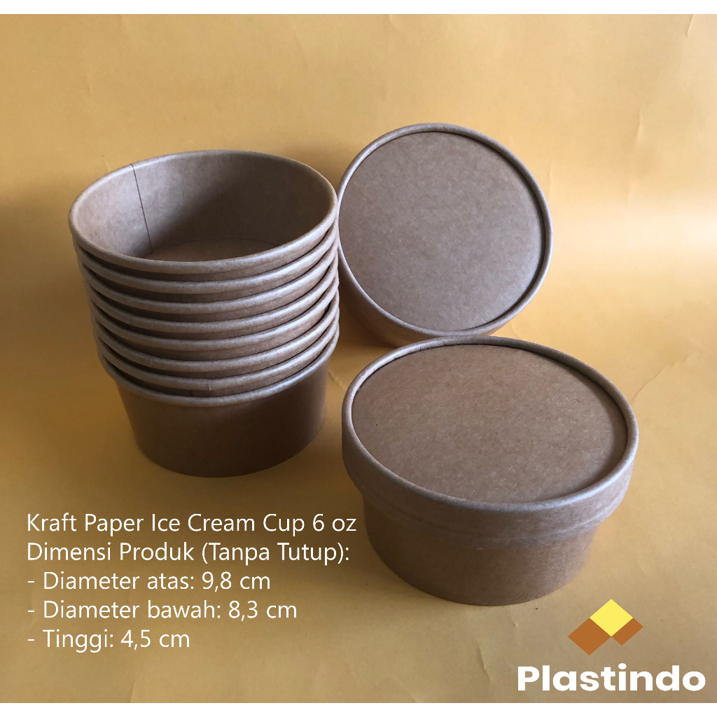 Kraft Paper Ice Cream Cup 6 Oz Isi 25 pcs TANPA TUTUP | Es Krim Cup | Paper Cup Es Krim