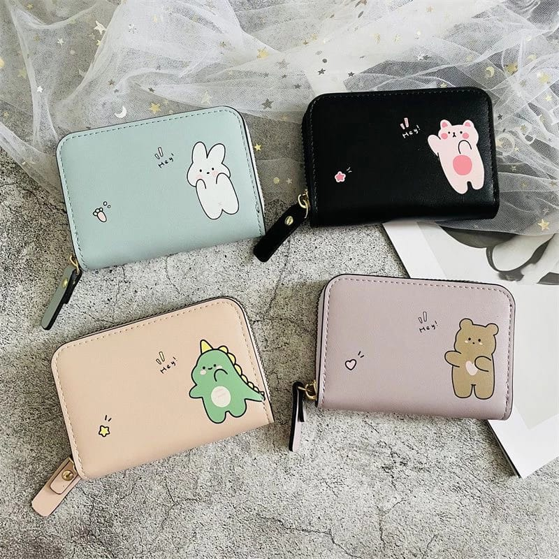 TMALL88 Dompet kartu Dino wanita Dompet kartu motif lucu Dompet kartu