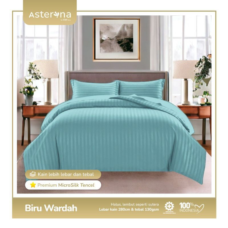 bedcover set salur biru wardah