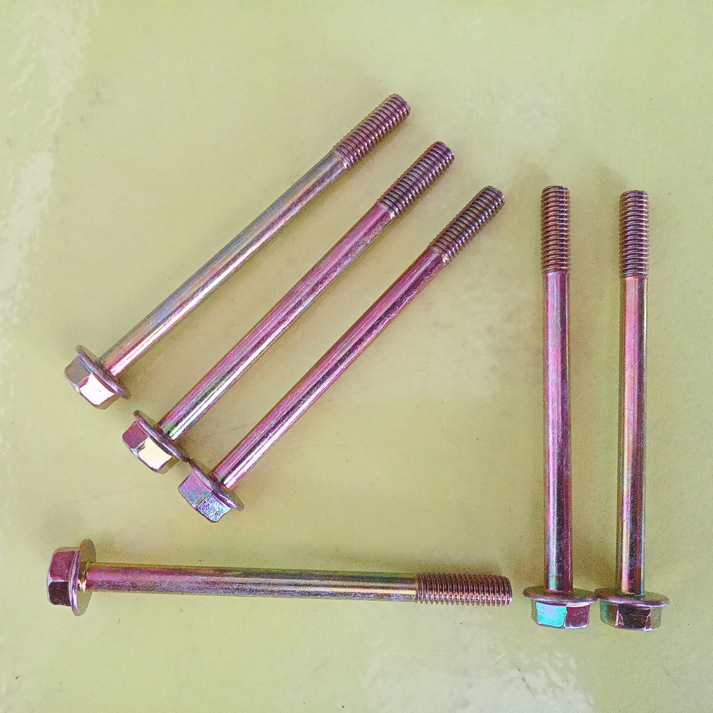 FLANGE BOLT M6 X 75 / BAUT TOPI M6 X 75 KUNING / FLANGE BOLT M6X75 KUNING / BAUT M6 / BAUT 10 KUNCI 