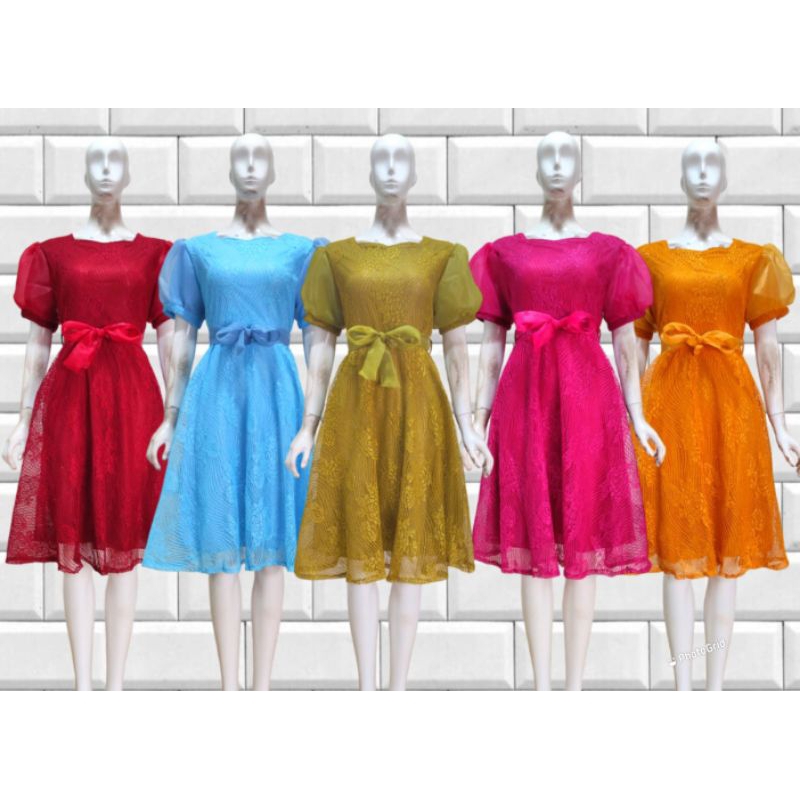 DRESS NATAL REMAJA BRUKAT TILE ORGANZA