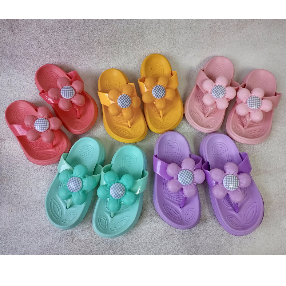 Sandal Anak Morego Japit Murah Anti Slip Batita Karakter Bunga Lucu Import