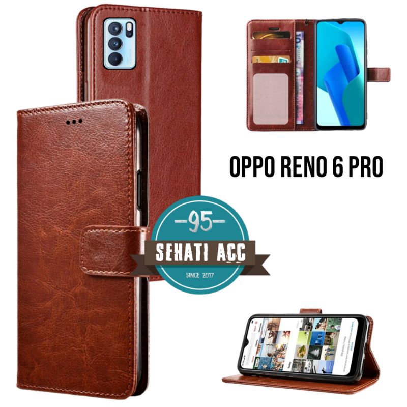 OPPO RENO 6 Pro casing dompet flip cover leather case