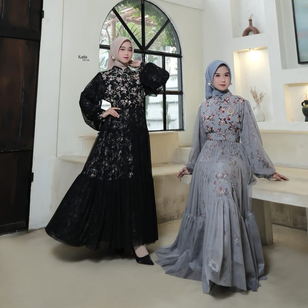 KARLA DRESS PREMIUM ✨ MISS AISYAH FASHION ✨  GAMIS HANAMI WOLLPEACH  ✨ LEBARAN ✨ PESTA ✨ KONDANGAN ✨