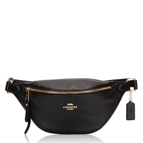 Tas COACH F48738 BELT WAIST BAG UNISEX PEBBLE LEATHER BLACK