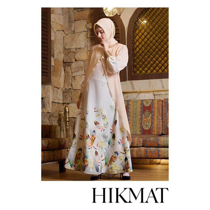 hikmat gamis motif bulu terbaru 2023 A9991