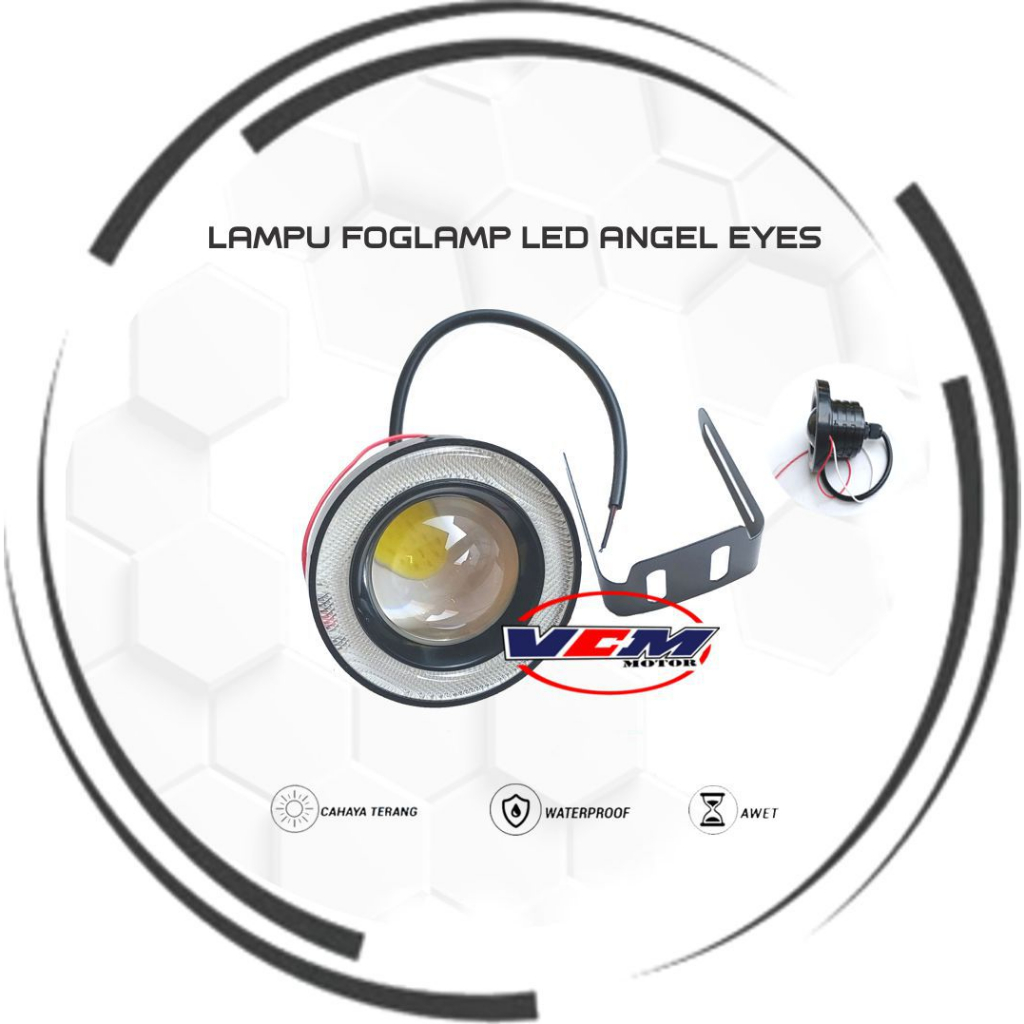 Lampu Foglamp LED Angel Eyes Projector Lensa Proji 89mm UNIVERSAL