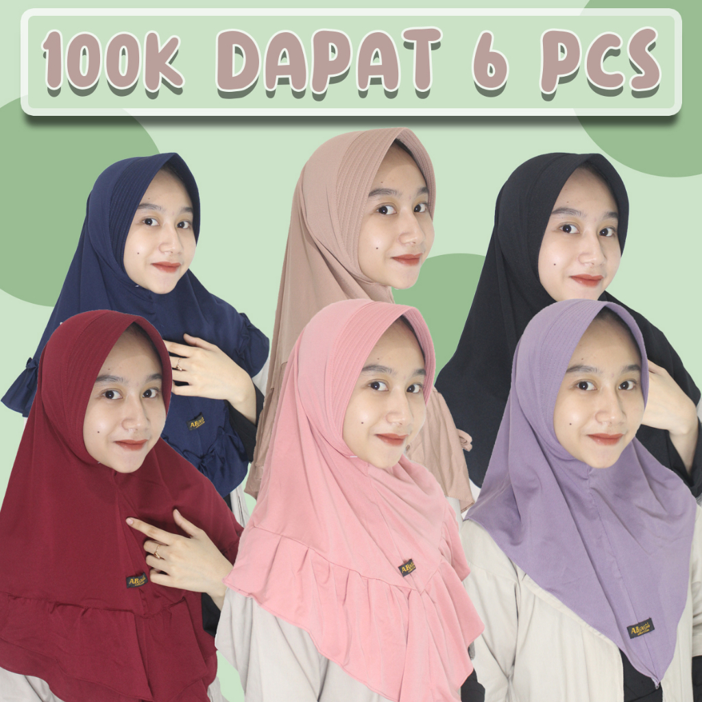 KERUDUNG INSTAN JILBAB DEWASA HIJAB MURAH 100 RIBU DAPAT 6 PCS