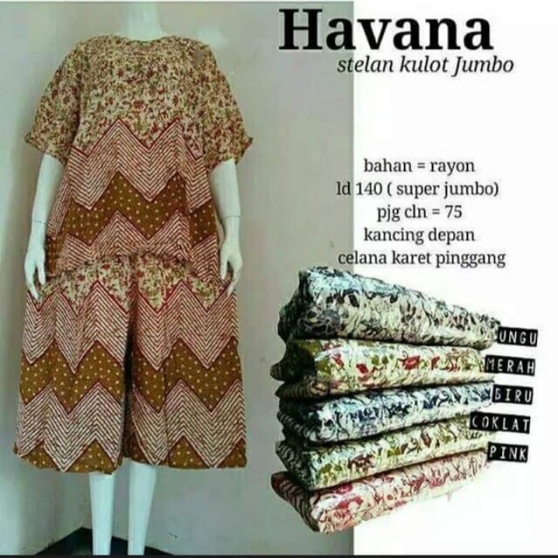 Setelan Celana Kulot Jumbo Batik LD 140/Setelan Kulot Big Size, SETELAN KULOT SUPER JUMBO Ld 140cm,